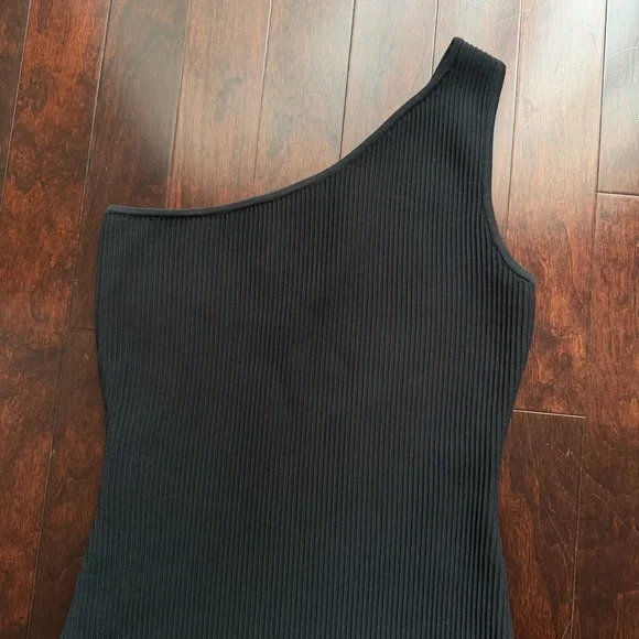 Sincerely Jules Little Black Dress Size M Ribbed Stretch One Shoulder Bodycon - Picture 2 of 5
